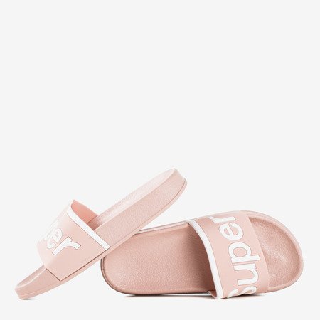 Pink children's slippers with Super inscription - Footwear