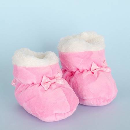 Pink children's slippers with a bow Milashka - Shoes