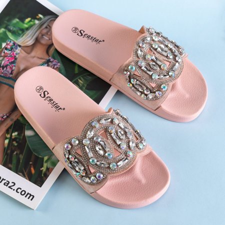 Pink rubber slippers with Masandra ornaments - Footwear