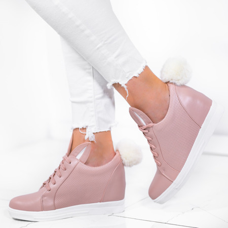 Pink sneakers with white soles with wedges and pompom Carry - Footwear 1