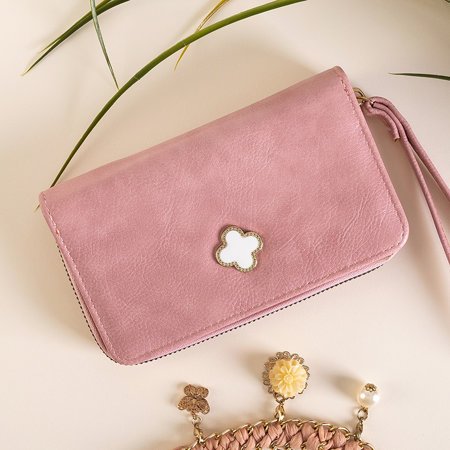 Pink women's wallet with an ornament - Wallet