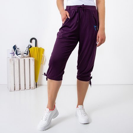 Purple women's short pants with pockets PLUS SIZE - Clothing