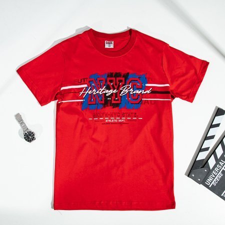 Red men's printed t-shirt - Clothing