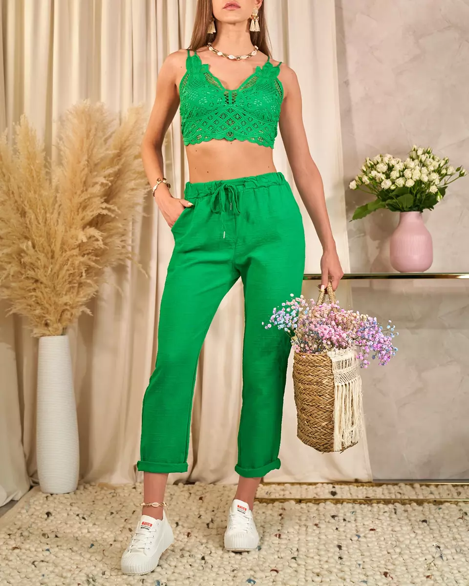 Royalfashion Straight women's fabric pants in dark green