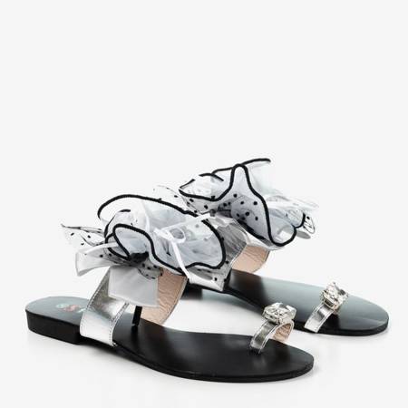 Silver flip-flops with a bow Abima - Footwear 1