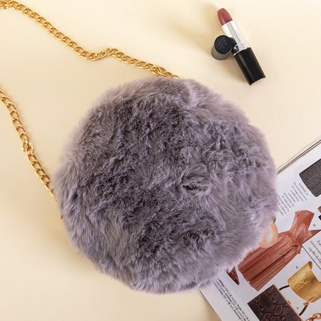 Small gray fur handbag - Accessories