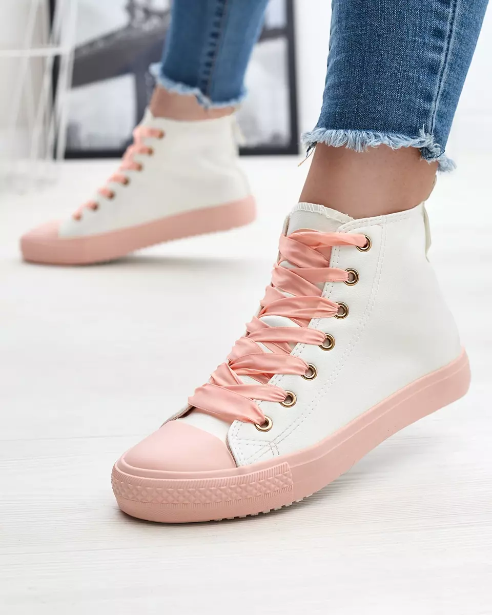 White-Pink Women's Sports Sneakers Macako- Footwear