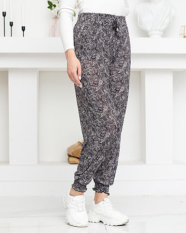 White and black women's printed trousers - Clothing
