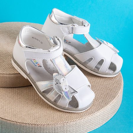 White children's sandals with ornaments Ansiel - Footwear
