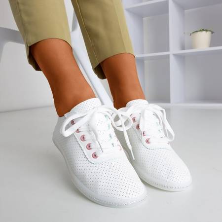 White openwork sneakers with pink insert Jasenia - Footwear