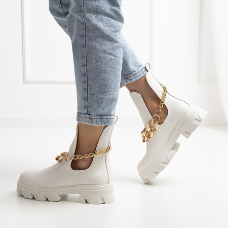 White women's boots with chain Tenkay - Footwear