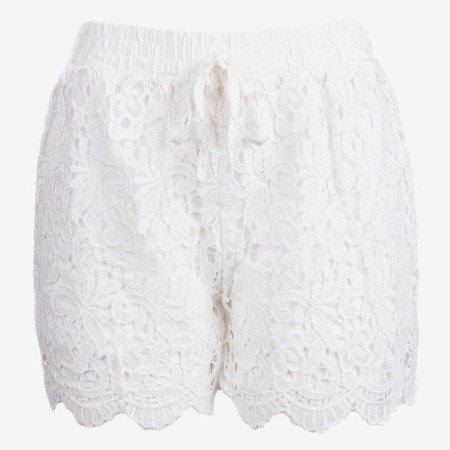 White women's short shorts decorated with lace - Clothing