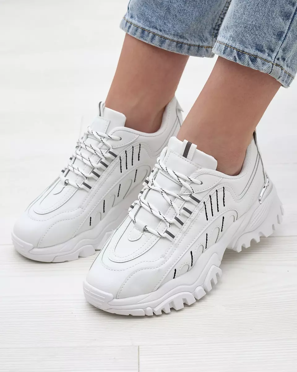 White women's sports shoes on a solid sole Cetella - Footwear