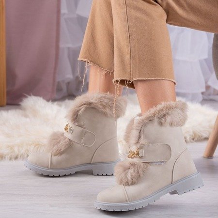 Wiscon beige boots with fur - Footwear