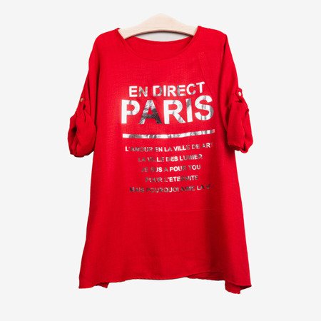 Women&#39;s red tunic with inscriptions - Blouses 1