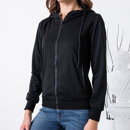Women's Black Zip-up Sweatshirt - Clothing