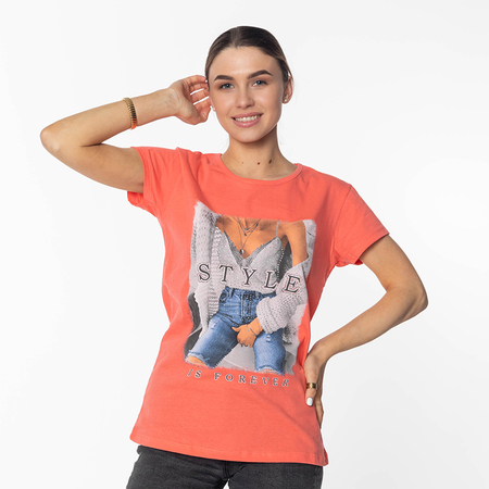 Women's Coral Print T-Shirt - Clothing