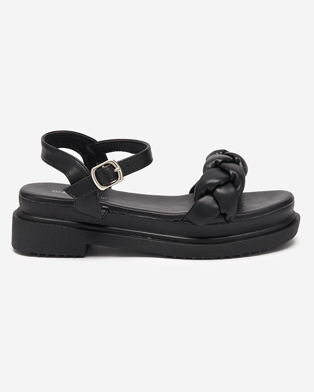Women's black sandals with a braided belt Kafha - Footwear