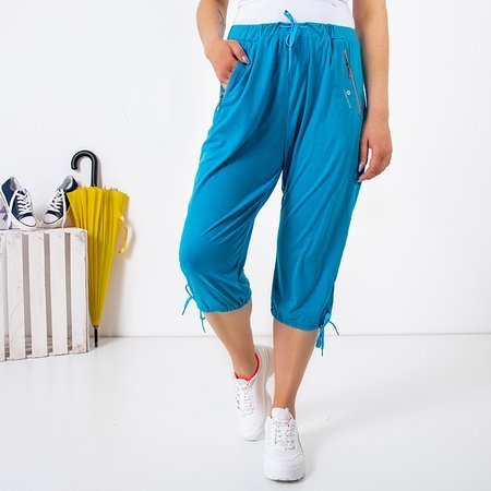 Women's blue shorts with pockets PLUS SIZE - Clothing