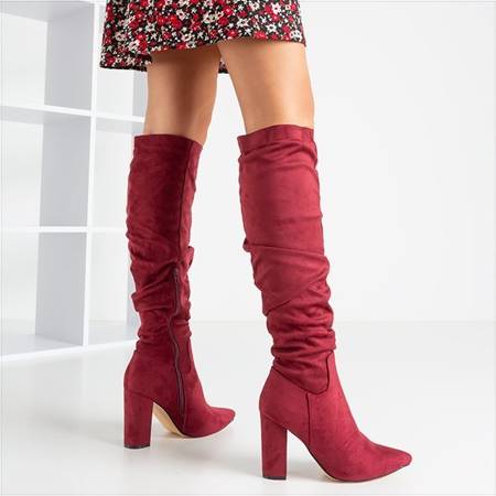 Women's burgundy boots on the Lunabell post - Footwear
