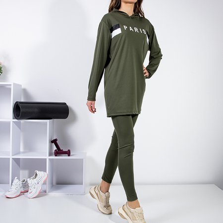 Women's green sports set with the inscription - Clothing