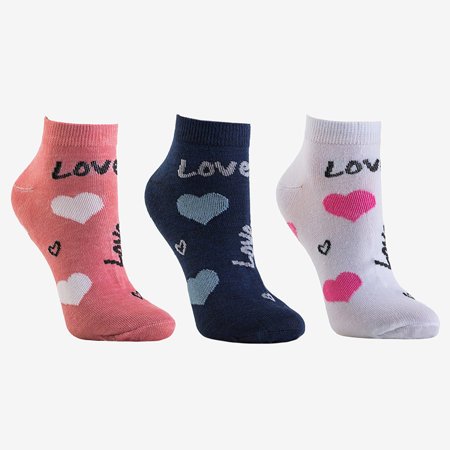 Women's multicolored heart-shaped feet 3 / pack - Socks