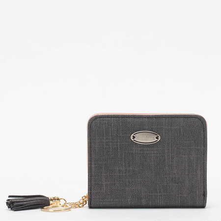 Women's small dark gray wallet with key ring - Accessories