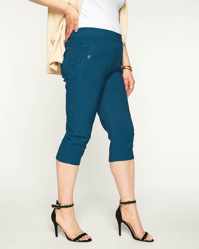 Women's turquoise 3/4 PLUS SIZE fabric shorts - Clothing