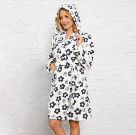 Women's white floral bathrobe - Clothing