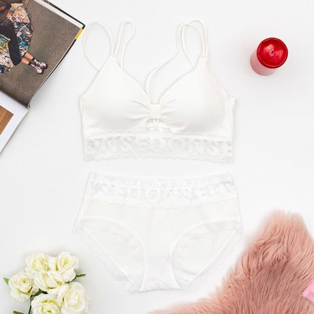 Women's white lingerie set with lace - Underwear