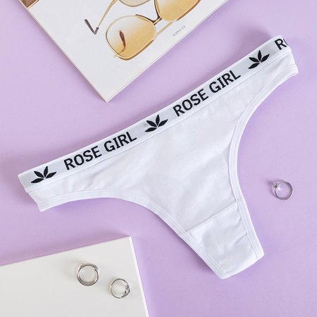 Women's white thong with inscriptions - Underwear
