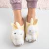 Beige and yellow women's slippers with bunny Lula - Shoes