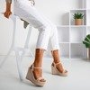 Beige sandals on a Demetera wedge heel - Footwear 1
