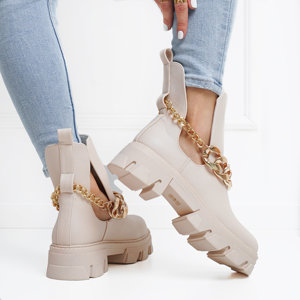 Beige women's boots with chain Tenkay - Footwear
