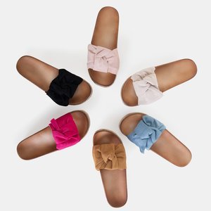 Beige women's flip-flops with bow Jenis - Footwear