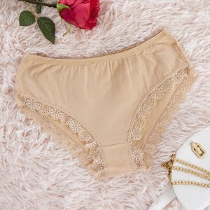Beige women's panties with lace PLUS SIZE - Underwear