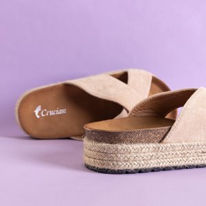 Beige women's platform flip-flops Martiu - Footwear