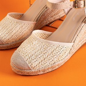 Beige women's sandals a'la espadrilles on a wedge Daffi - Shoes
