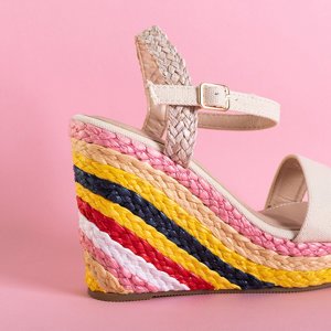 Beige women's sandals on a colorful anchor Aropaho - Footwear