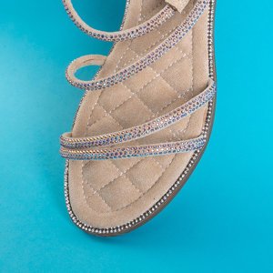 Beige women's sandals with cubic zirconias Swirelli - Footwear