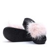 Black and pink flip-flops with thin fur Mianna - Footwear 1