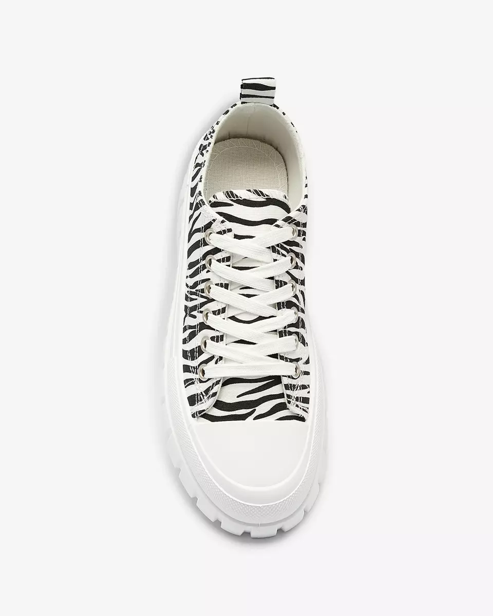 Black and white women's patterned platform sneakers Ziratia - Footwear