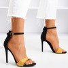 Black and yellow women's sandals on a high heel Gold Rush - Footwear 1