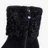 Black ankle boots with a sheepskin wedge Belena - Footwear
