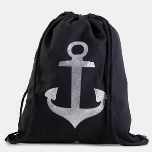 Black bag-type backpack with glitter anchor print - Accessories
