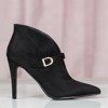 Black boots on a high heel with a Deep Elegance buckle - Footwear