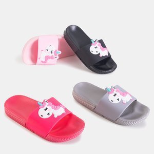 Black children's flip-flops with Kayena decoration - Footwear