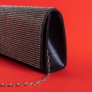 Black clutch bag with zircons on a chain - Accessories