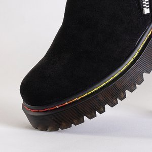 Black eco-suede women's boots with a Odeta zipper - Footwear