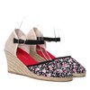 Black floral wedge sandals Aylin - Footwear